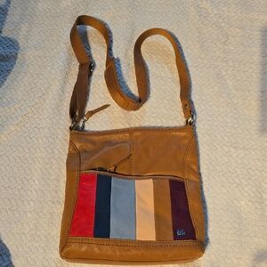 The Sak Tan and Multicolor Leather Messenger Bag